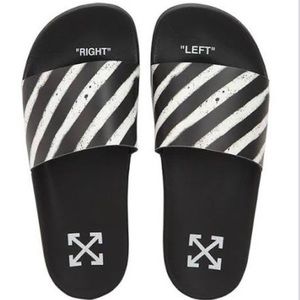 Off-White Black and white striped slides